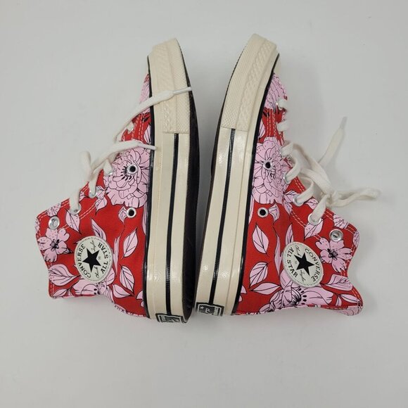 Converse Womens 5.5 Chuck 70 red pink floral high tops 568373C 2003 - Picture 4 of 12